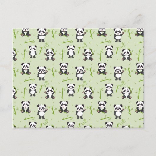 Cute Panda Bear Bamboo Kawaii Animals Pattern Briefkaart (Voorkant)