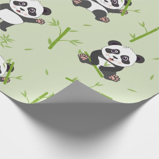 Cute Panda Bear Bamboo Kawaii Animals Pattern Cadeaupapier (Hoek)