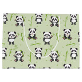 Cute Panda Bear Bamboo Kawaii Animals Pattern Groot Cadeauzakje (Achterkant)