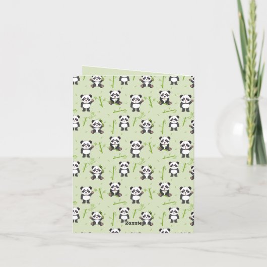 Cute Panda Bear Bamboo Kawaii Animals Pattern Kaart (Achterkant)