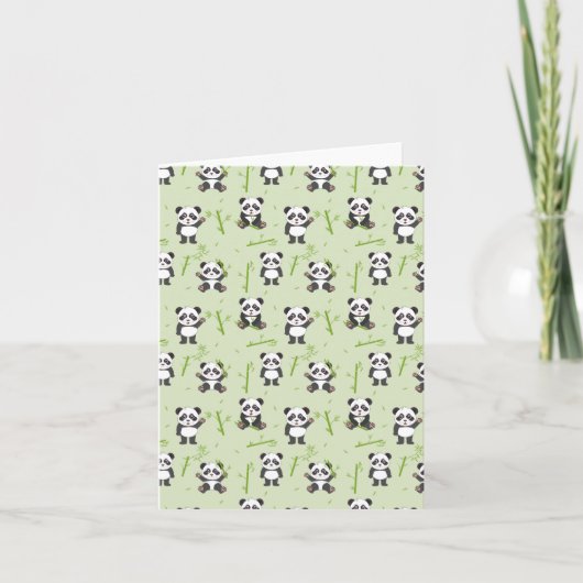 Cute Panda Bear Bamboo Kawaii Animals Pattern Kaart (Voorkant)