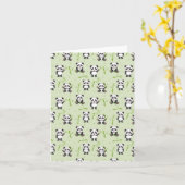 Cute Panda Bear Bamboo Kawaii Animals Pattern Kaart (Gele Bloem)