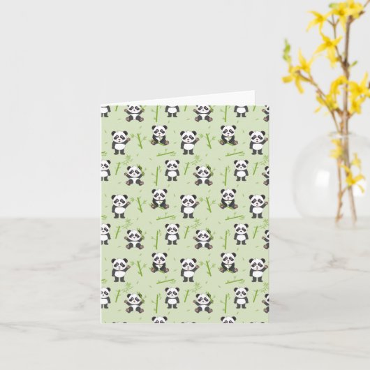 Cute Panda Bear Bamboo Kawaii Animals Pattern Kaart (Gele Bloem)