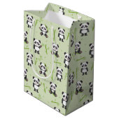 Cute Panda Bear Bamboo Kawaii Animals Pattern Medium Cadeauzakje (Achterkant Gekanteld)
