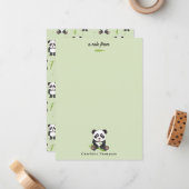 Cute Panda Bear Bamboo Kawaii Animals Pattern Notitiekaartje (Voorkant / Achterkant in situ)
