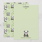 Cute Panda Bear Bamboo Kawaii Animals Pattern Notitiekaartje (Voorkant / Achterkant)
