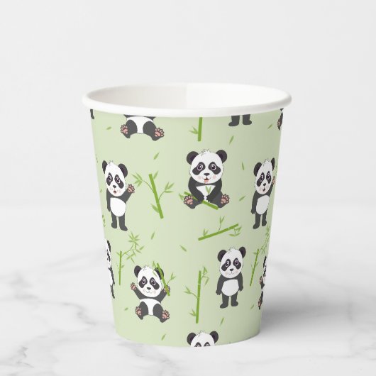 Cute Panda Bear Bamboo Kawaii Animals Pattern Papieren Bekers (Links)