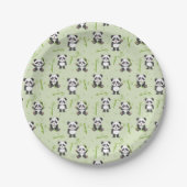 Cute Panda Bear Bamboo Kawaii Animals Pattern Papieren Bordje (Voorkant)