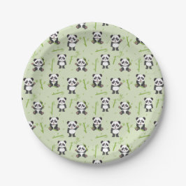 Cute Panda Bear Bamboo Kawaii Animals Pattern Papieren Bordje