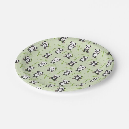 Cute Panda Bear Bamboo Kawaii Animals Pattern Papieren Bordje (Gekanteld)
