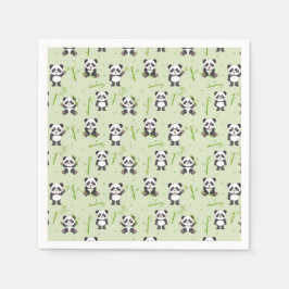 Cute Panda Bear Bamboo Kawaii Animals Pattern Servet