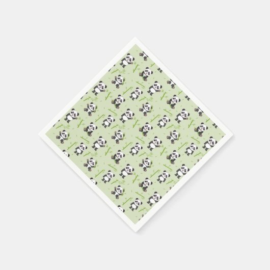 Cute Panda Bear Bamboo Kawaii Animals Pattern Servet (Hoek)