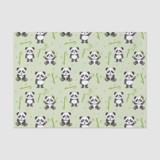 Cute Panda Bear Bamboo Kawaii Animals Pattern Tissuepapier (Voorkant)