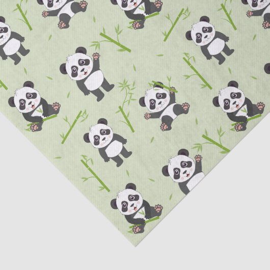 Cute Panda Bear Bamboo Kawaii Animals Pattern Tissuepapier (Detail)
