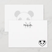 Cute Panda Bear Cartoon Personalized Monogram Notitiekaartje (Voorkant / Achterkant)