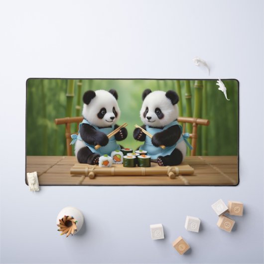 Cute Panda Bear Cubs Preparing Sushi Bureaumat (Kindertafel)