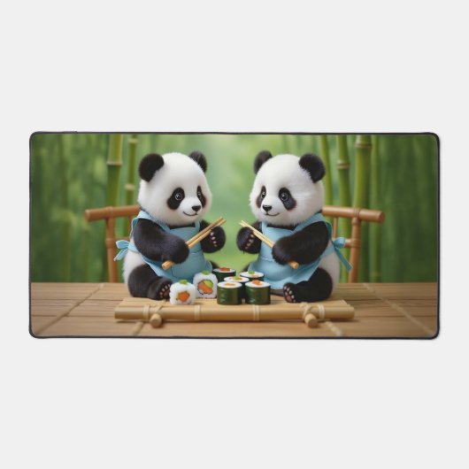 Cute Panda Bear Cubs Preparing Sushi Bureaumat (Voorkant)