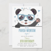 Cute Panda Bear Kawaii Boy Birthday Party Kaart (Voorkant)