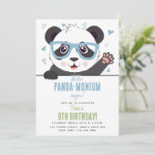 Cute Panda Bear Kawaii Boy Birthday Party Kaart (Staand voorkant)