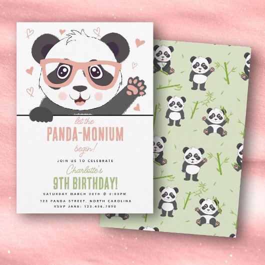 Cute Panda Bear Kawaii Girl Birthday Party Kaart