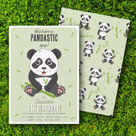 Cute Panda Bear Kawaii Kids Birthday Party Kaart