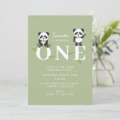 Cute Panda Bear Kawaii Kids First One Birthday Kaart (Staand voorkant)