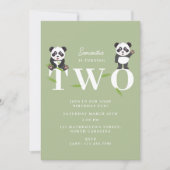 Cute Panda Bear Kawaii Kids Two 2 Birthday Kaart (Voorkant)