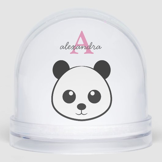 Cute Panda Bear Monogram Snow Globe – Personalized Sneeuwbol (Voorkant)