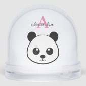 Cute Panda Bear Monogram Snow Globe – Personalized Sneeuwbol (Achterkant)