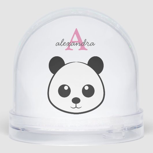 Cute Panda Bear Monogram Snow Globe – Personalized Sneeuwbol (Achterkant)