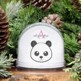 Cute Panda Bear Monogram Snow Globe – Personalized Sneeuwbol