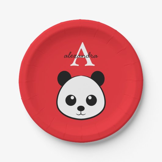 Cute Panda Bear Paper Plates – Personalized Papieren Bordje (Voorkant)