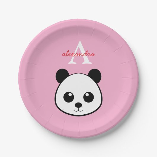 Cute Panda Bear Paper Plates – Personalized Papieren Bordje (Voorkant)