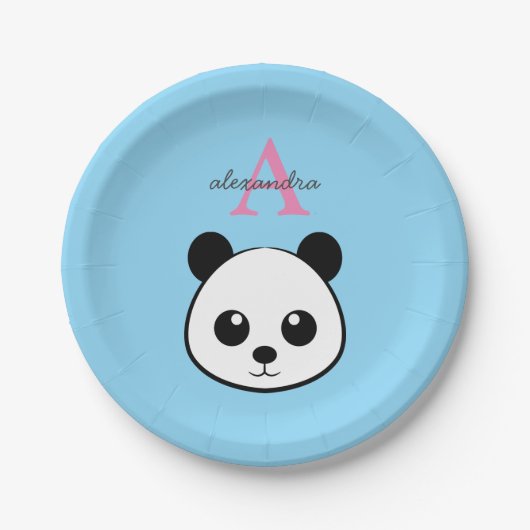 Cute Panda Bear Paper Plates – Personalized Papieren Bordje (Voorkant)