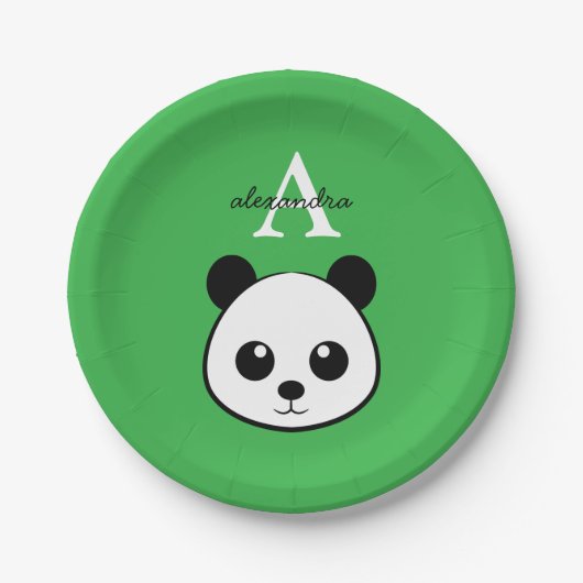 Cute Panda Bear Paper Plates – Personalized Papieren Bordje (Voorkant)