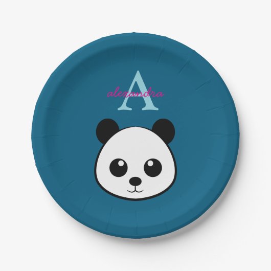 Cute Panda Bear Paper Plates – Personalized Papieren Bordje (Voorkant)