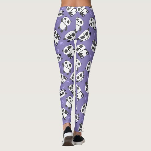 Cute panda bear paw blue background leggings (Achterkant)