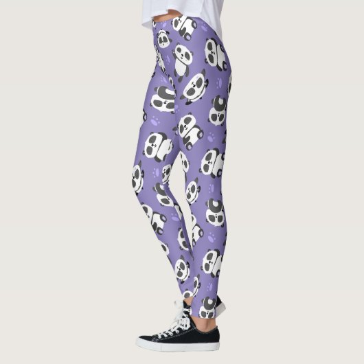 Cute panda bear paw blue background leggings (Links)