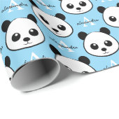 Cute Panda Bear – Personalized Monogram  Cadeaupapier (Rol Hoek)