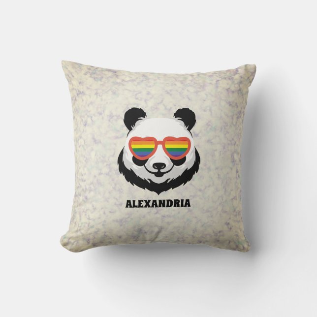 Cute Panda Bear | Rainbow | LGBTQ Kussen (Voorkant)