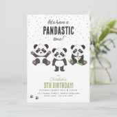 Cute Panda Bear Theme Kawaii Kids Birthday Party Kaart (Staand voorkant)