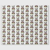 Cute panda bear Valentine tiled pattern  Cadeaupapier (Vlak)