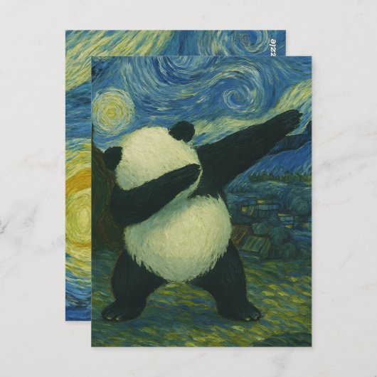 Cute Panda Bear - Van Gogh Style - Starry Night  Briefkaart (Voorkant / Achterkant)