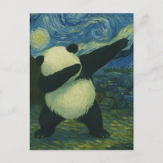 Cute Panda Bear - Van Gogh Style - Starry Night  Briefkaart (Voorkant)