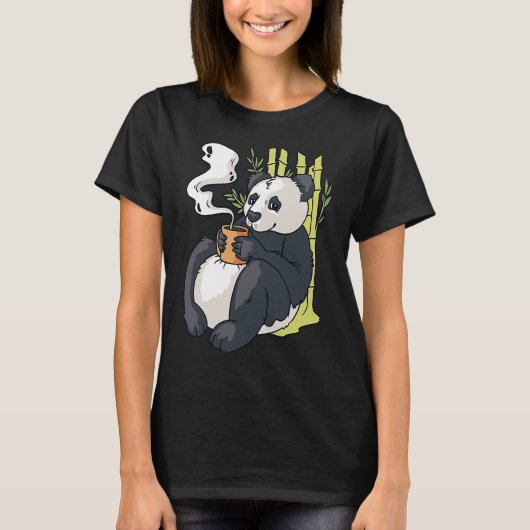 Cute Panda Bear with Hot Coffee Sarcasm Funny Pand T-shirt (Voorkant)