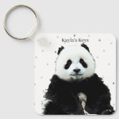 Cute Panda Beer Animal Pattern Custom Name Kind Sleutelhanger (Voorkant)