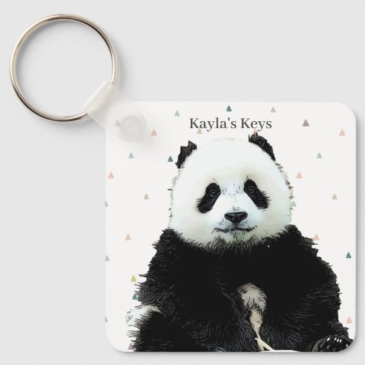 Cute Panda Beer Animal Pattern Custom Name Kind Sleutelhanger (Voorkant)
