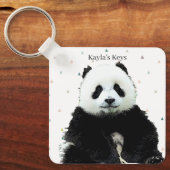 Cute Panda Beer Animal Pattern Custom Name Kind Sleutelhanger (Voorkant)