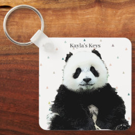 Cute Panda Beer Animal Pattern Custom Name Kind Sleutelhanger