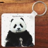 Cute Panda Beer Animal Pattern Custom Name Kind Sleutelhanger (Achterkant)